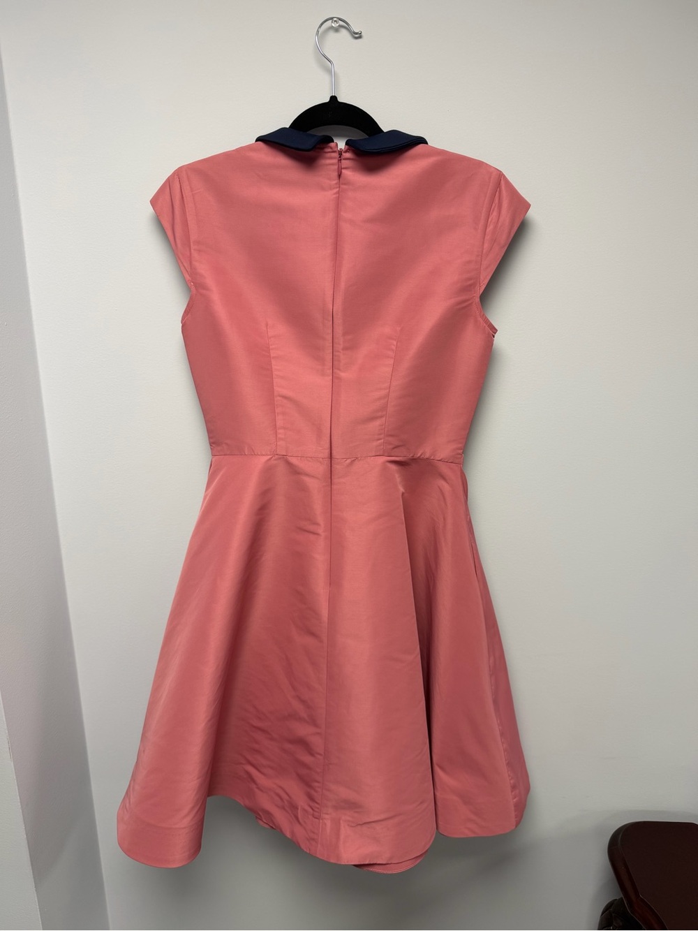 COS Coral Dress with Navy Peter Pan Collar